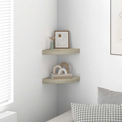 Scaffali Angolari a Parete 2 pz Rovere 25x25x3,8 cm in MDF | homemem39