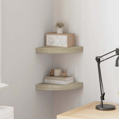 Scaffali Angolari a Parete 2 pz Rovere 25x25x3,8 cm in MDF | homemem39