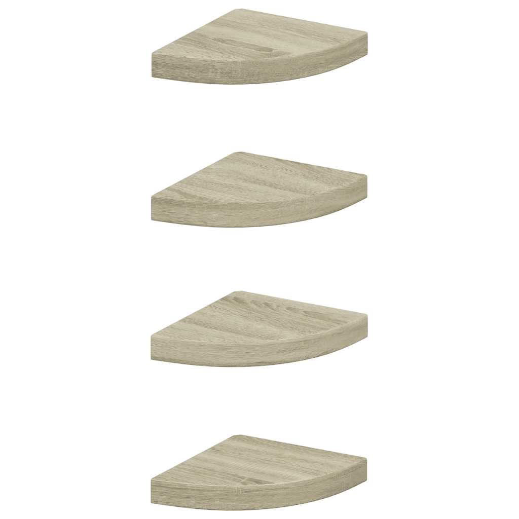 Scaffali Angolari a Parete 4 pz Rovere 25x25x3,8 cm in MDF | homemem39