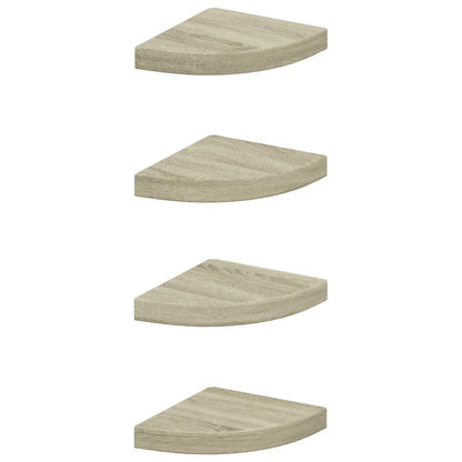 Scaffali Angolari a Parete 4 pz Rovere 25x25x3,8 cm in MDF | homemem39