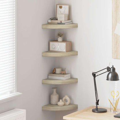 Scaffali Angolari a Parete 4 pz Rovere 25x25x3,8 cm in MDF | homemem39