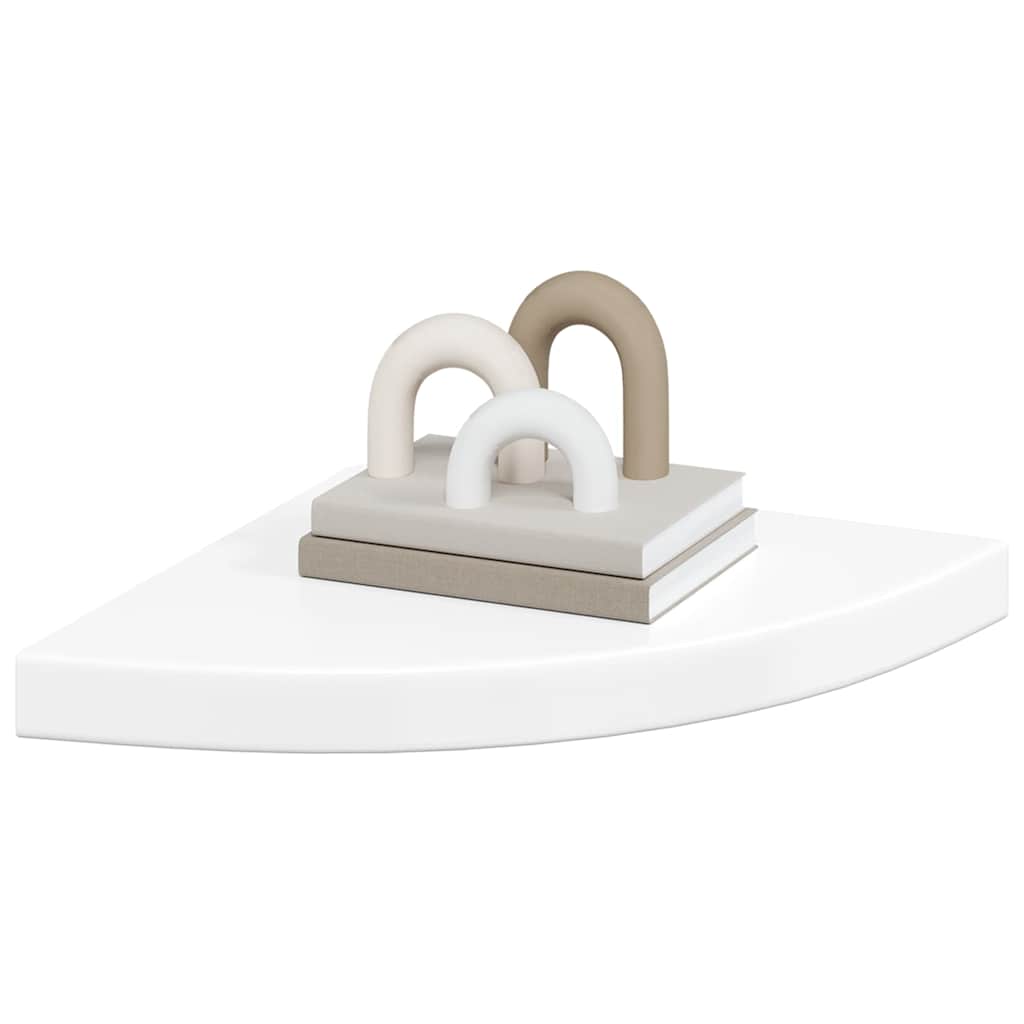 Scaffali Angolari a Parete 2 pz Bianco Lucido 35x35x3,8 cm MDF