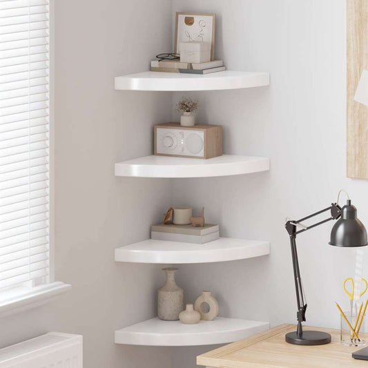 323909 vidaXL Floating Corner Shelves 4 pcs High Gloss White 35x35x3,8 cm MDF | homemem39