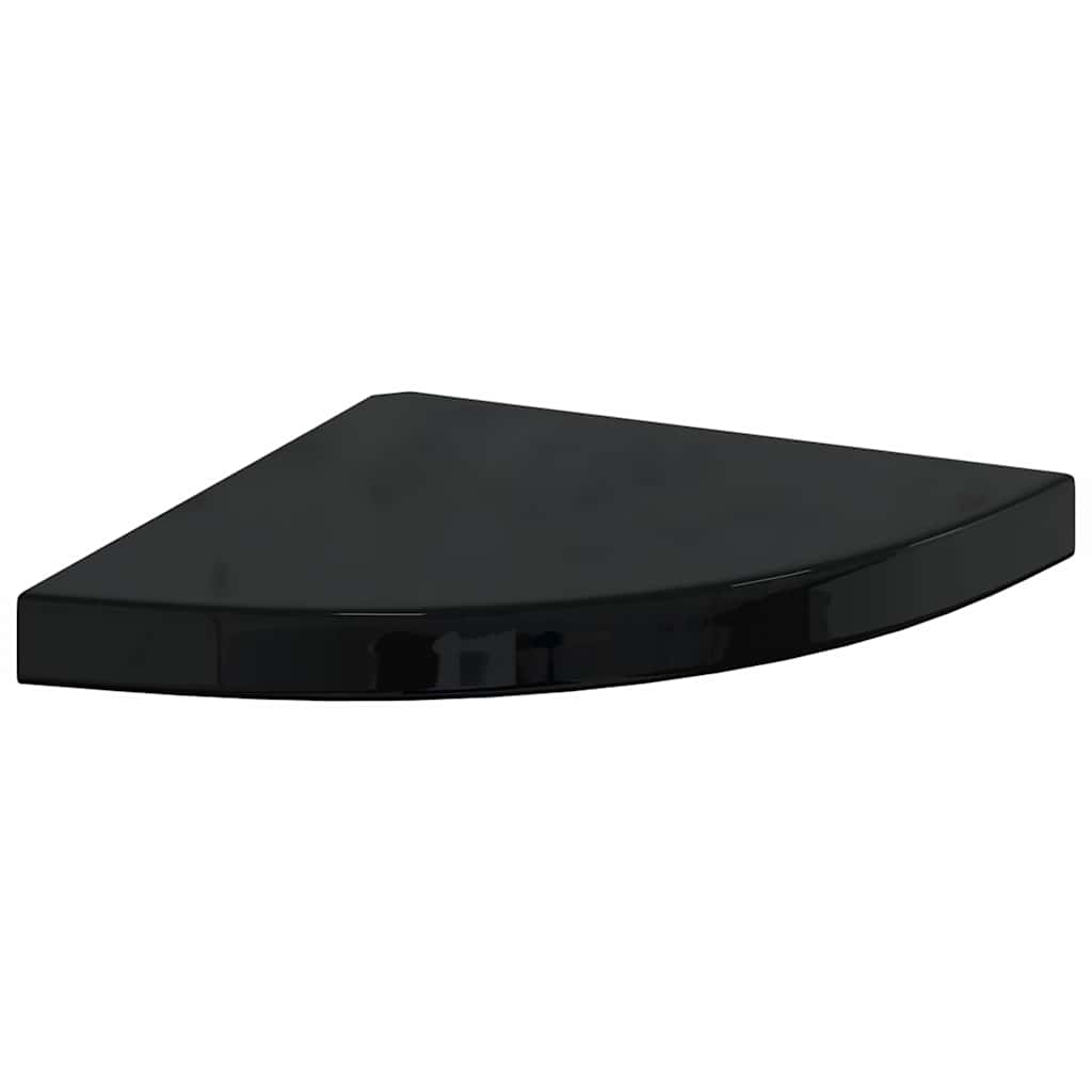 Scaffale Angolare a Parete Nero Lucido 35x35x3,8 cm in MDF