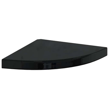Scaffale Angolare a Parete Nero Lucido 35x35x3,8 cm in MDF