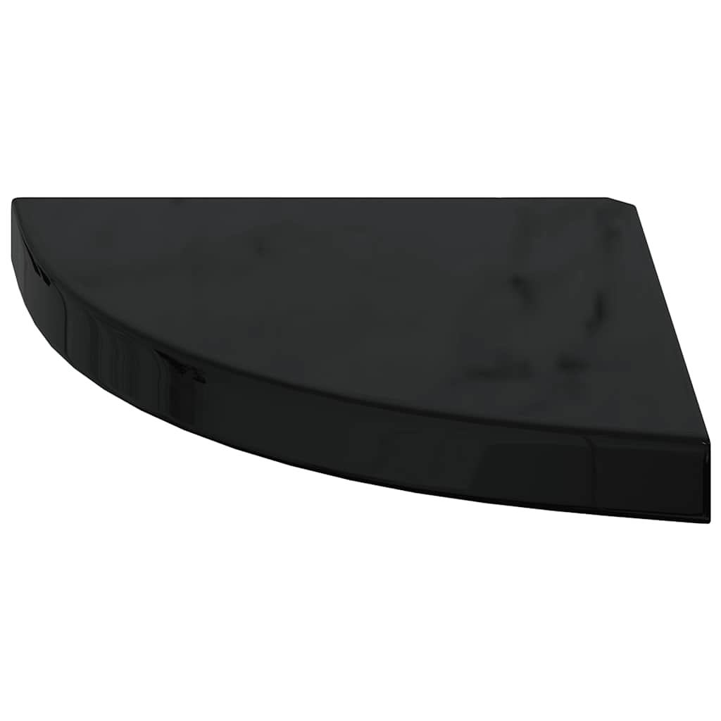 Scaffale Angolare a Parete Nero Lucido 35x35x3,8 cm in MDF | homemem39