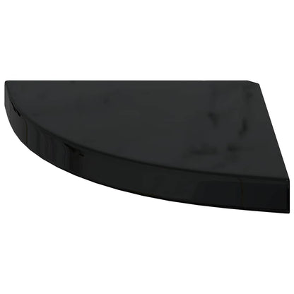 Scaffale Angolare a Parete Nero Lucido 35x35x3,8 cm in MDF