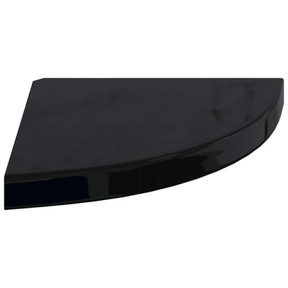 Scaffale Angolare a Parete Nero Lucido 35x35x3,8 cm in MDF | homemem39