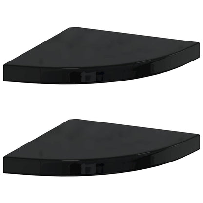 Scaffali Angolari a Parete 2 pz Nero Lucido 35x35x3,8 cm MDF