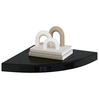 Scaffali Angolari a Parete 2 pz Nero Lucido 35x35x3,8 cm MDF