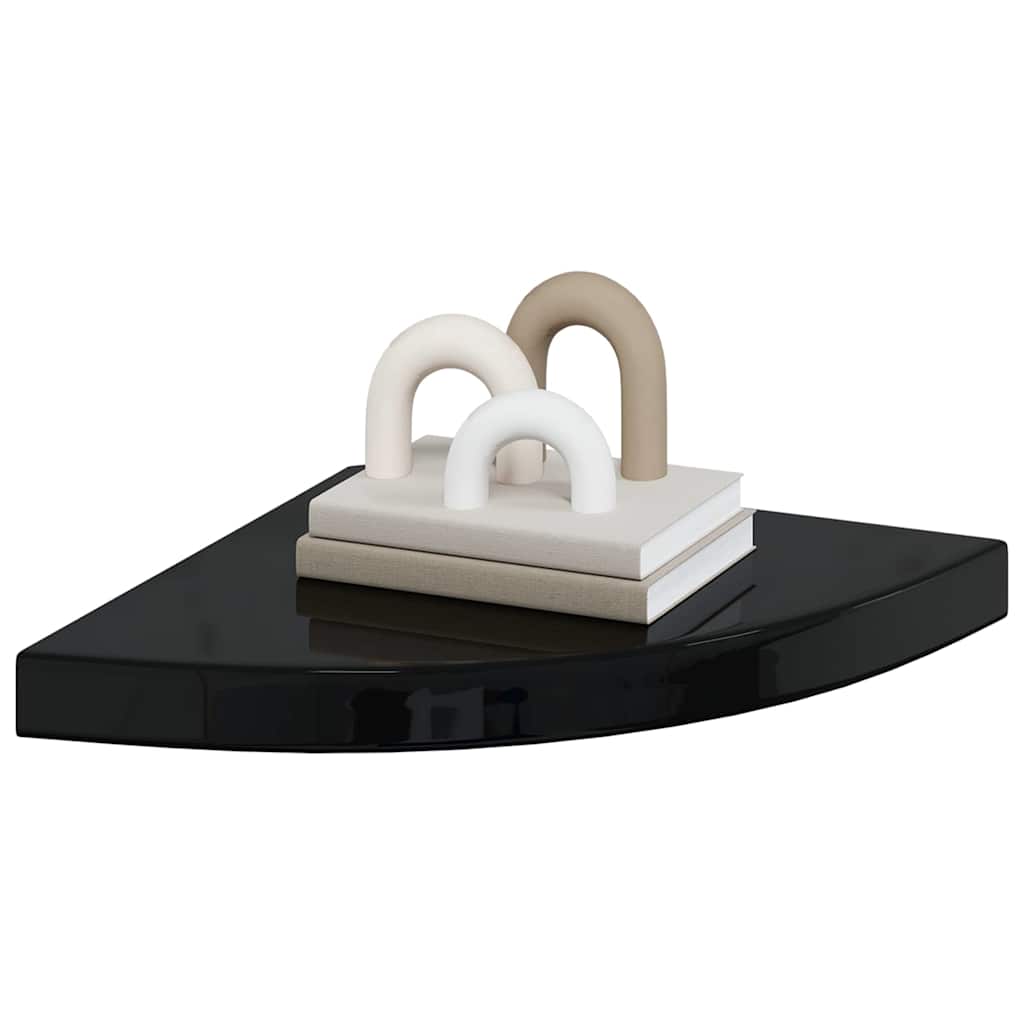 Scaffali Angolari a Parete 4 pz Nero Lucido 35x35x3,8 cm MDF