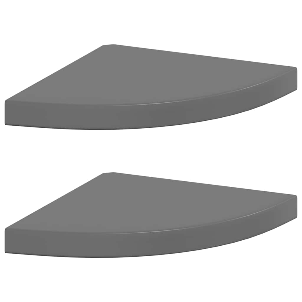 Scaffali Angolari a Parete 2 pz Grigio Lucido 35x35x3,8 cm MDF