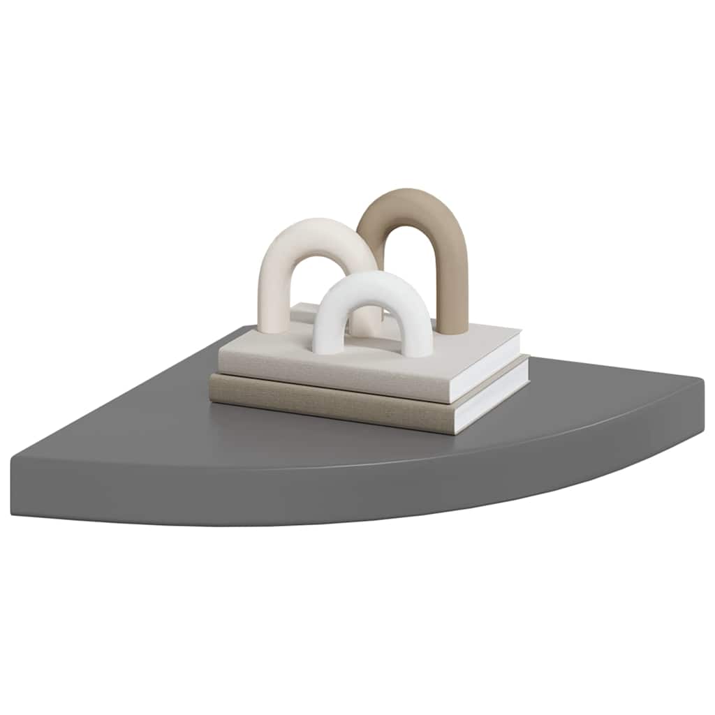 Scaffali Angolari a Parete 2 pz Grigio Lucido 35x35x3,8 cm MDF