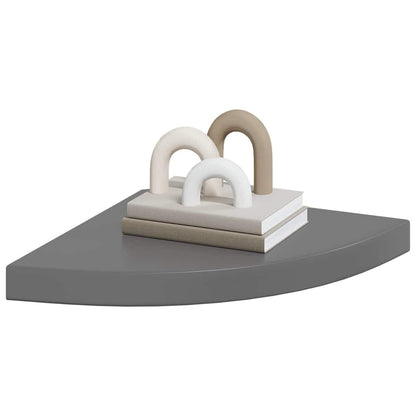 Scaffali Angolari a Parete 2 pz Grigio Lucido 35x35x3,8 cm MDF