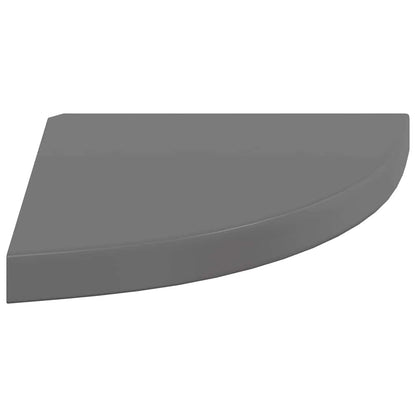 Scaffali Angolari a Parete 2 pz Grigio Lucido 35x35x3,8 cm MDF