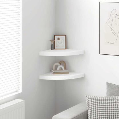 Mensole Angolari Sospese 2 pz Bianche 35x35x3,8 cm MDF | homemem39