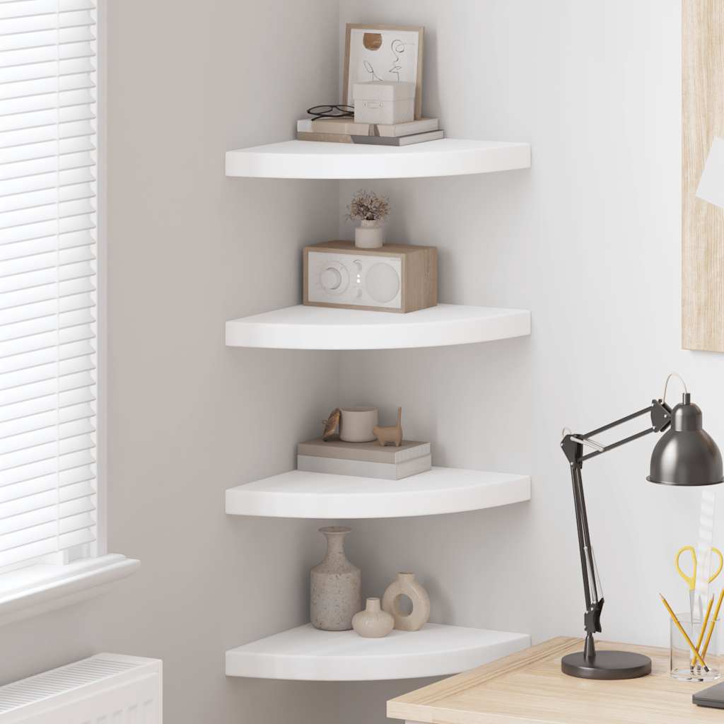Scaffali Angolari a Parete 4 pz Bianchi 35x35x3,8 cm in MDF | homemem39