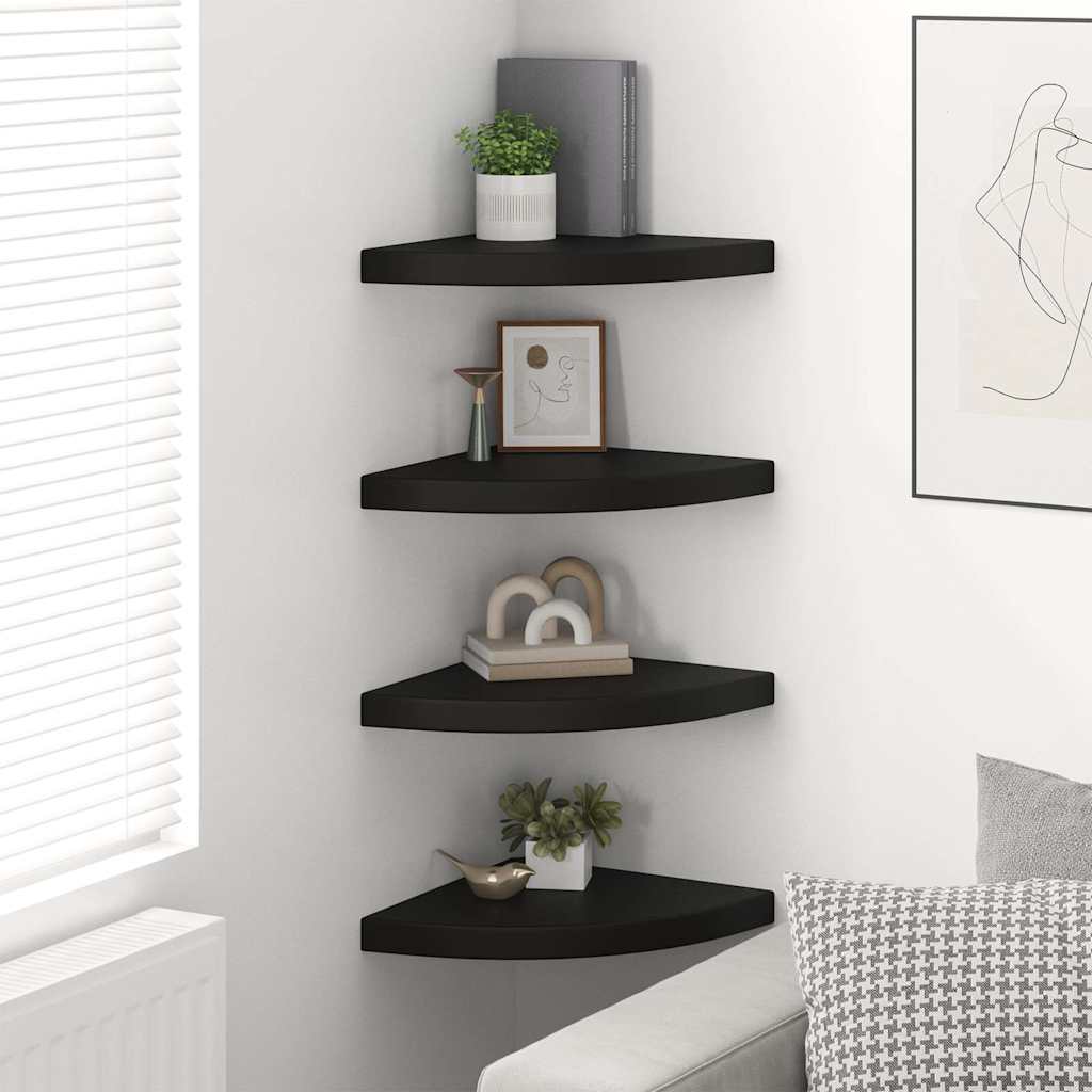 Scaffali Angolari a Parete 4 pz Neri 35x35x3,8 cm in MDF | homemem39