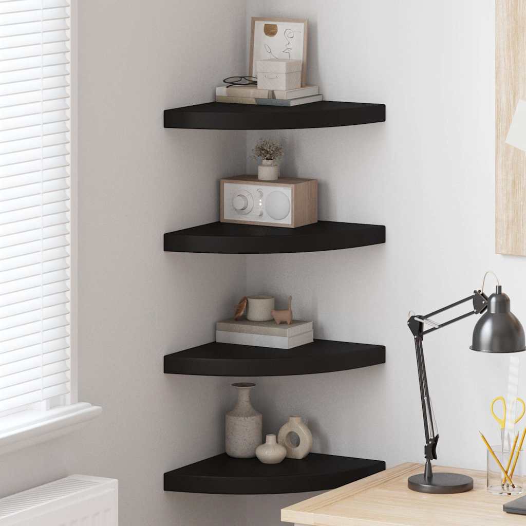 Scaffali Angolari a Parete 4 pz Neri 35x35x3,8 cm in MDF | homemem39