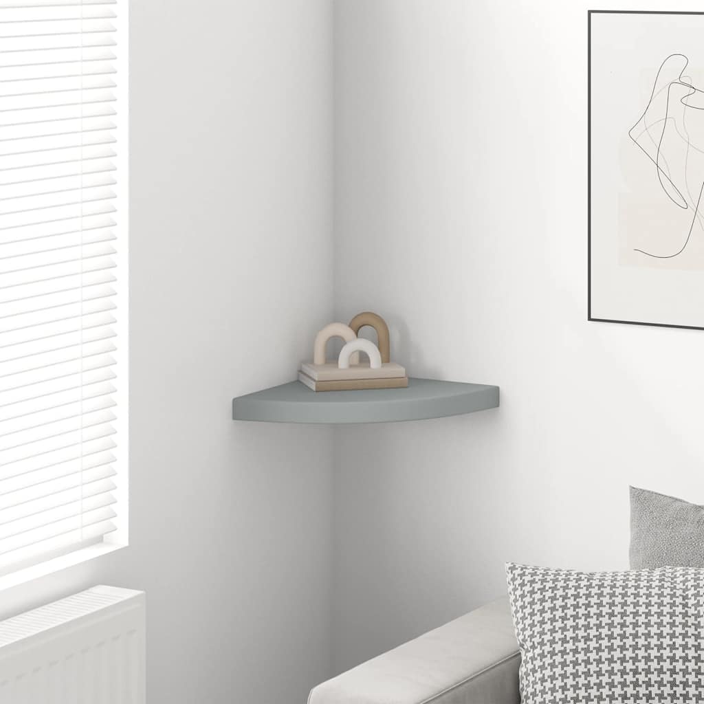 Scaffale Angolare a Parete Grigio 35x35x3,8 cm in MDF | homemem39