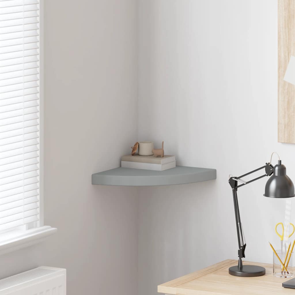 Scaffale Angolare a Parete Grigio 35x35x3,8 cm in MDF | homemem39