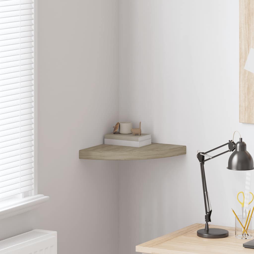 Scaffale Angolare a Parete Rovere 35x35x3,8 cm in MDF | homemem39