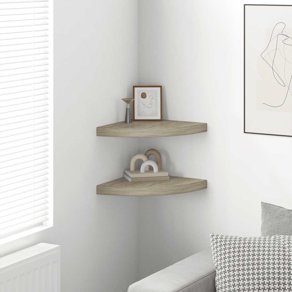 Scaffali Angolari a Parete 2 pz Rovere 35x35x3,8 cm in MDF | homemem39