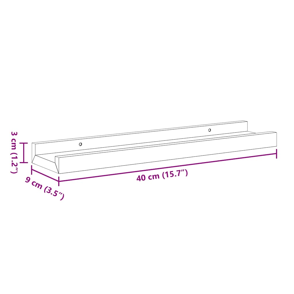Mensole con Sporgenza 2 pz Bianche 40x9x3 cm MDF | homemem39