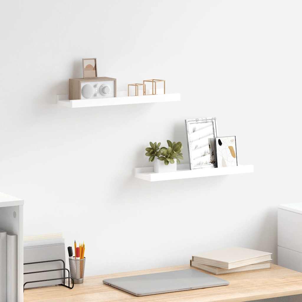 Mensole con Sporgenza 2 pz Bianche 40x9x3 cm MDF | homemem39