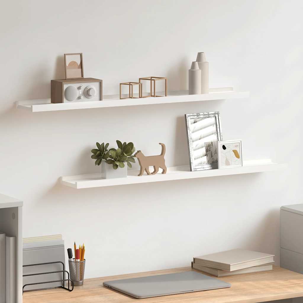 Mensole con Sporgenza 2 pz Bianche 80x9x3 cm MDF | homemem39