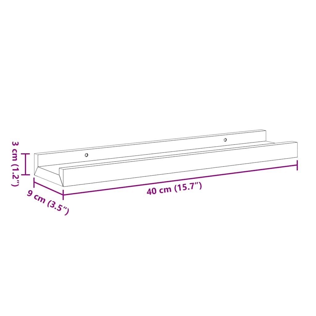 Mensole con Sporgenza 2 pz Nere 40x9x3 cm MDF | homemem39