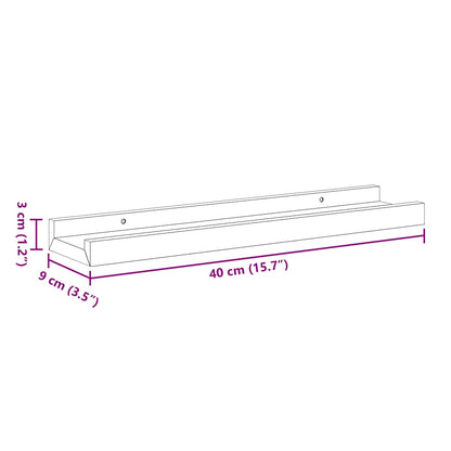 Mensole con Sporgenza 2 pz Nere 40x9x3 cm MDF | homemem39