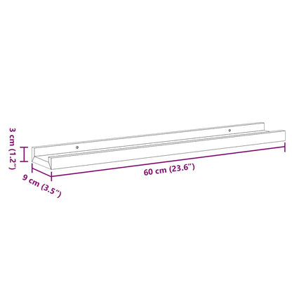 Mensole con Sporgenza 2 pz Nere 60x9x3 cm MDF | homemem39