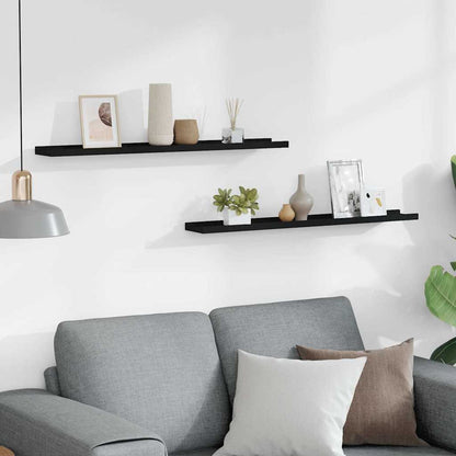 Mensole Loggia per Foto 2 pz Nere 80x9x3 cm in MDF