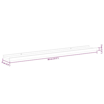 Mensole Loggia per Foto 2 pz Nere 80x9x3 cm in MDF