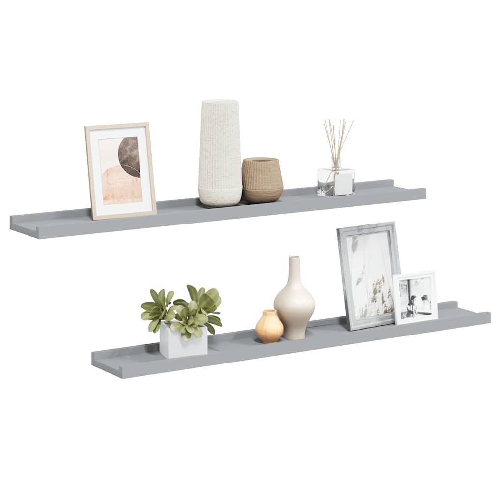 Mensole Loggia per Foto 2 pz Grigie 80x9x3 cm in MDF | homemem39