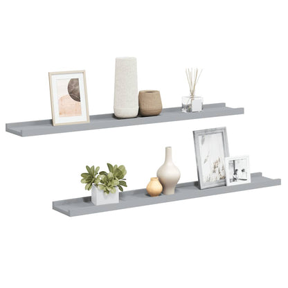 Mensole Loggia per Foto 2 pz Grigie 80x9x3 cm in MDF | homemem39