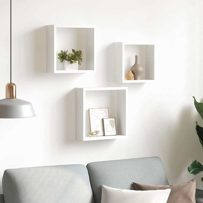 Mensole a Cubo da Parete 3 pz Bianche in MDF | homemem39