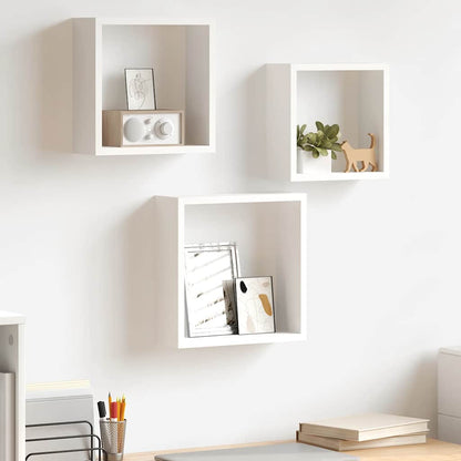 Mensole a Cubo da Parete 3 pz Bianche in MDF | homemem39