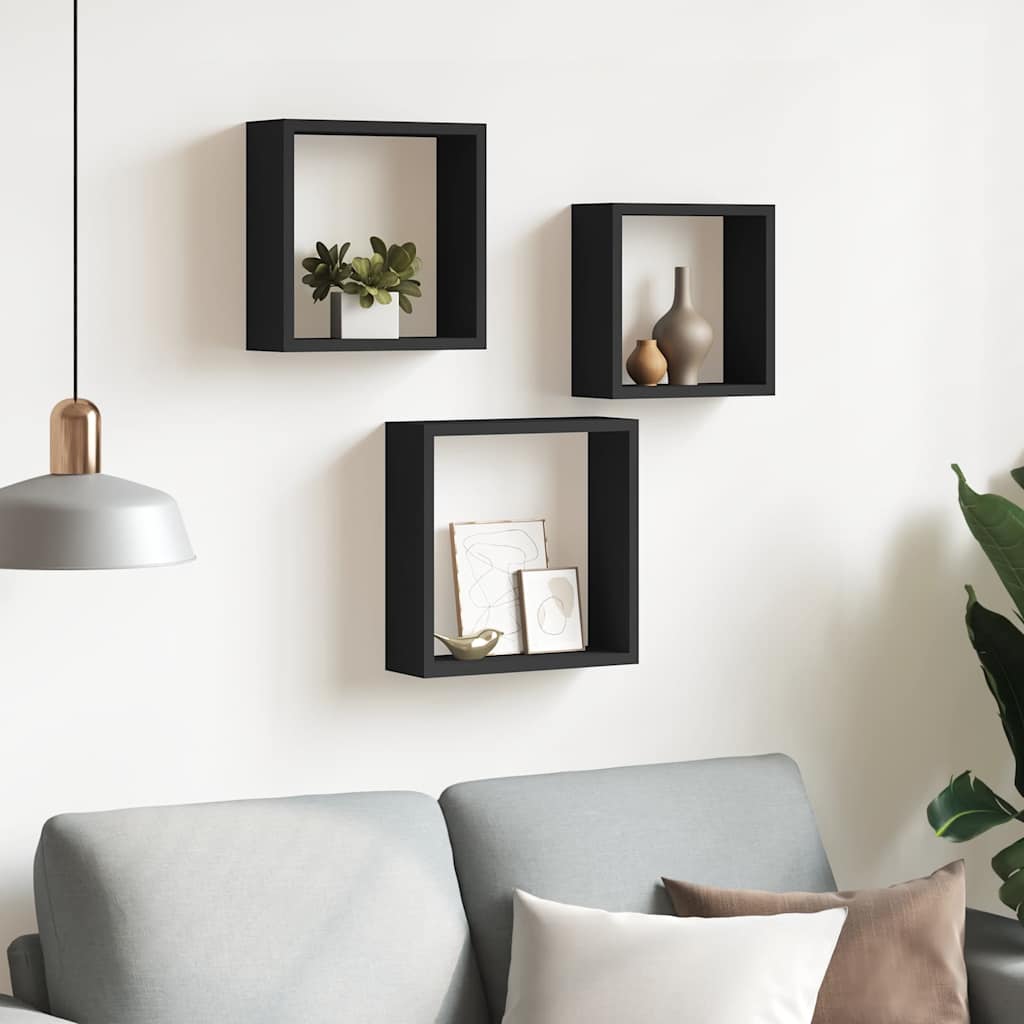 Mensole a Cubo da Parete 3 pz Bianche in MDF | homemem39