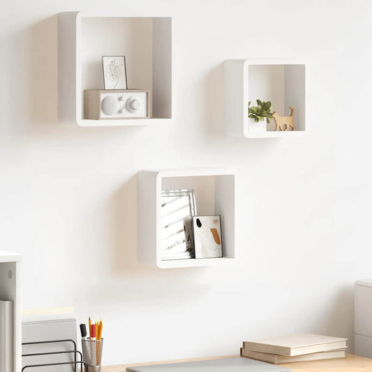 Mensole a Cubo da Parete 3 pz Bianche in MDF | homemem39