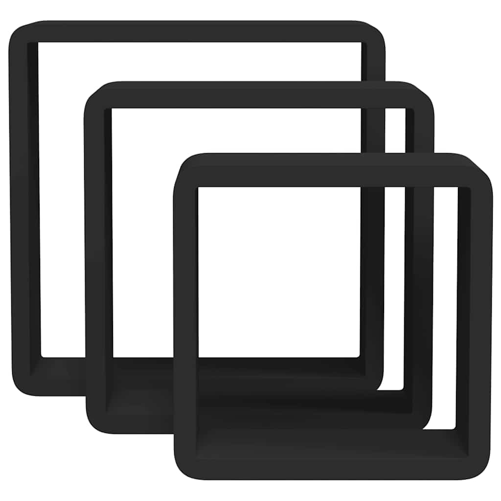 Mensole a Cubo da Parete 3 pz Nere in MDF | homemem39