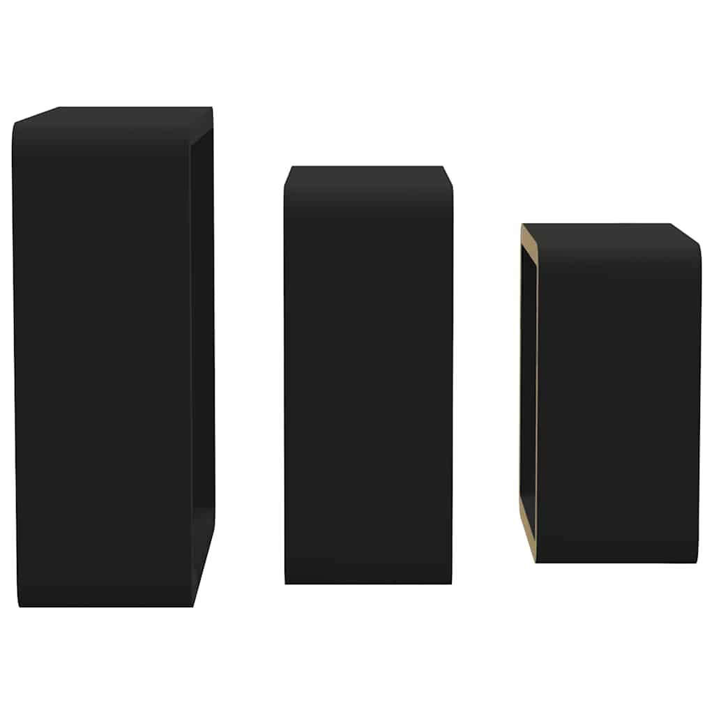 Mensole a Cubo da Parete 3 pz Nere in MDF | homemem39