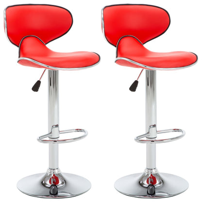 323645 vidaXL Bar Stools 2 pcs Red Faux Leather