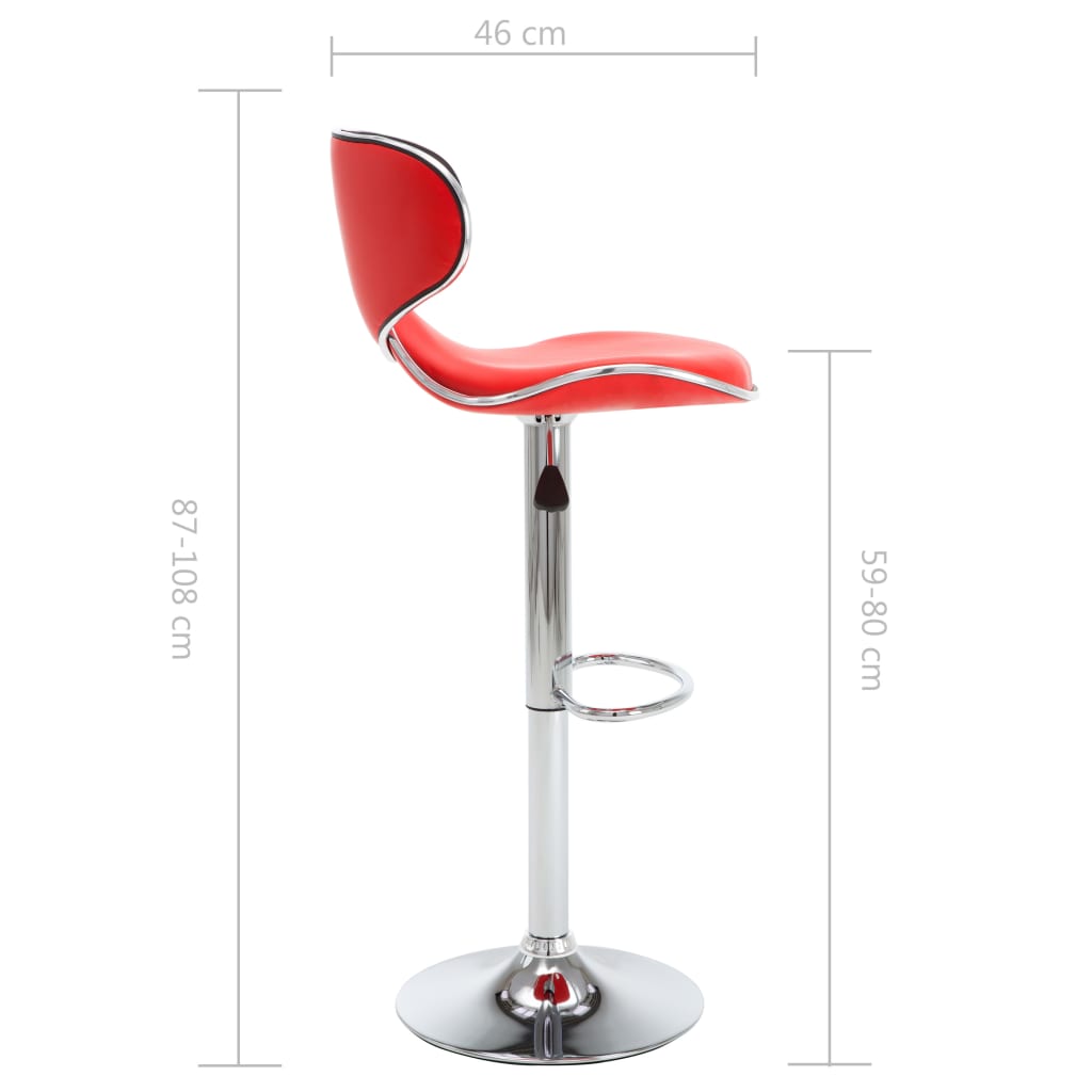 323645 vidaXL Bar Stools 2 pcs Red Faux Leather