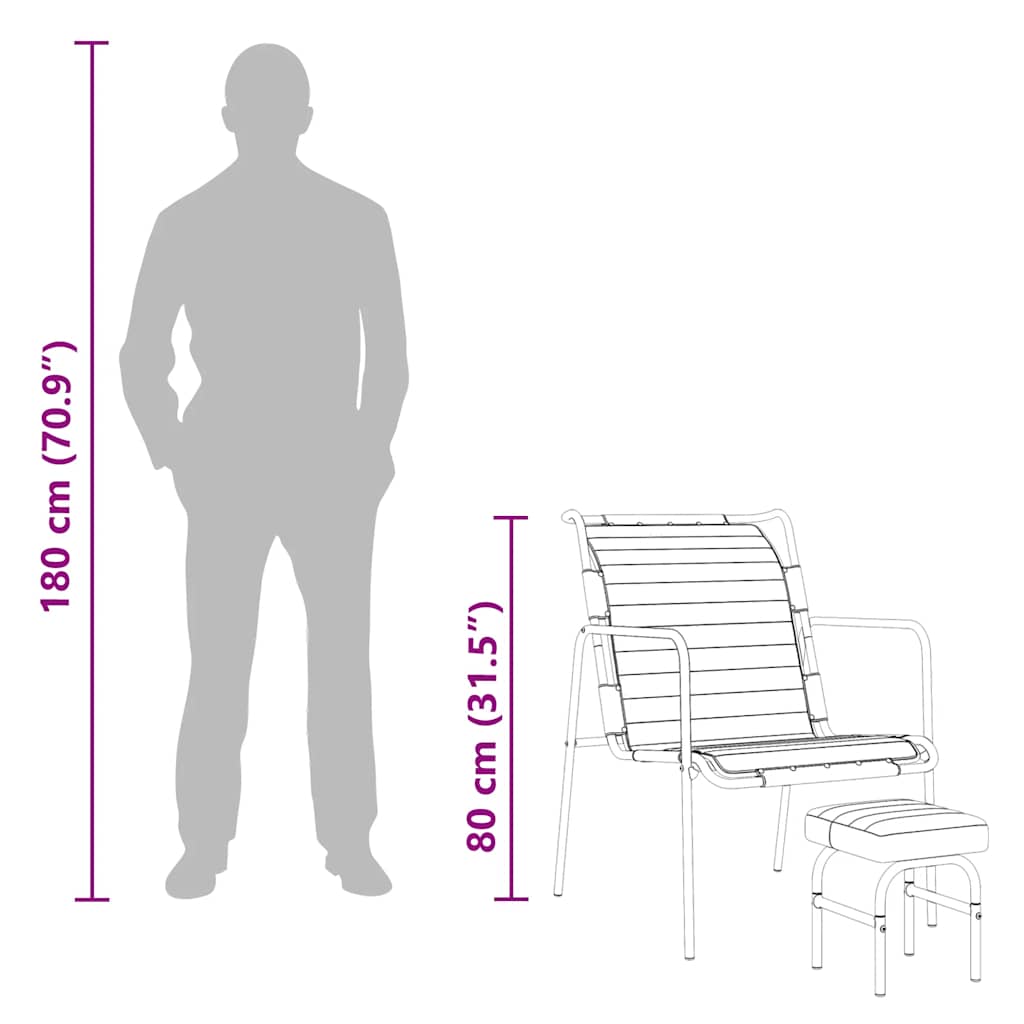 Relax Armchair with Black Footrest in Genuine Leather