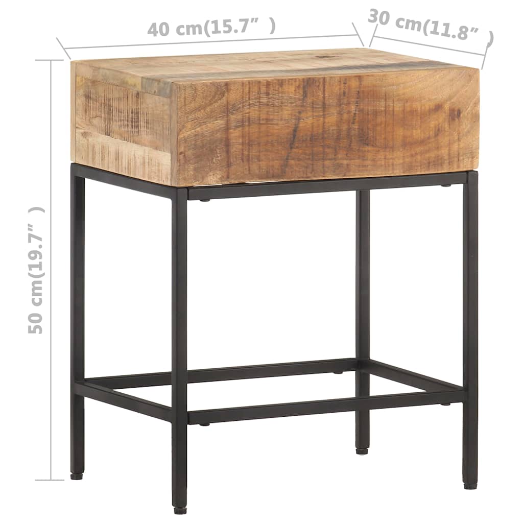 Tavolino 40x30x50 cm in Legno Massello di Mango Grezzo