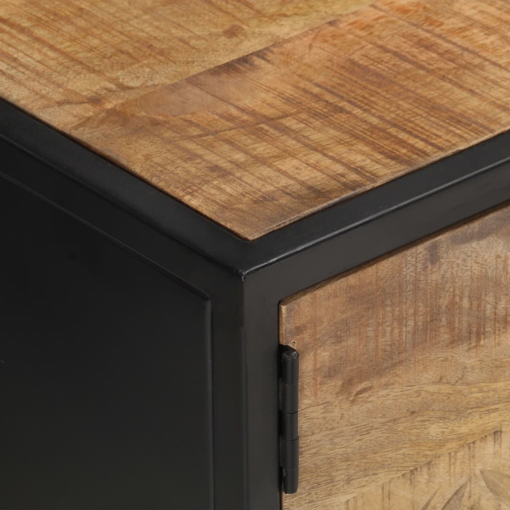 Mobile Porta TV con Anta Intagliata 130x30x40cm in Mango Grezzo - homemem39