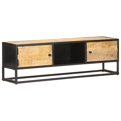 Mobile Porta TV con Anta Intagliata 130x30x40cm in Mango Grezzo - homemem39