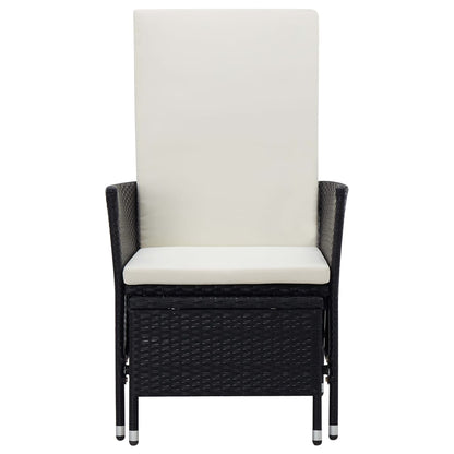 Sedia da Giardino Reclinabile con Cuscino in Polyrattan Nero | homemem39